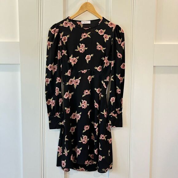 New Flynn Skye Elena Mini Dress Night Heavens Size XS Black Floral Open Back NWT - Picture 2 of 12